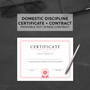 Domestic Discipline Certificate + Contract / Printable / Instant Download