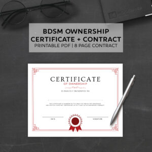 BDSM Ownership Certificate + Contract / Printable / Instant Download