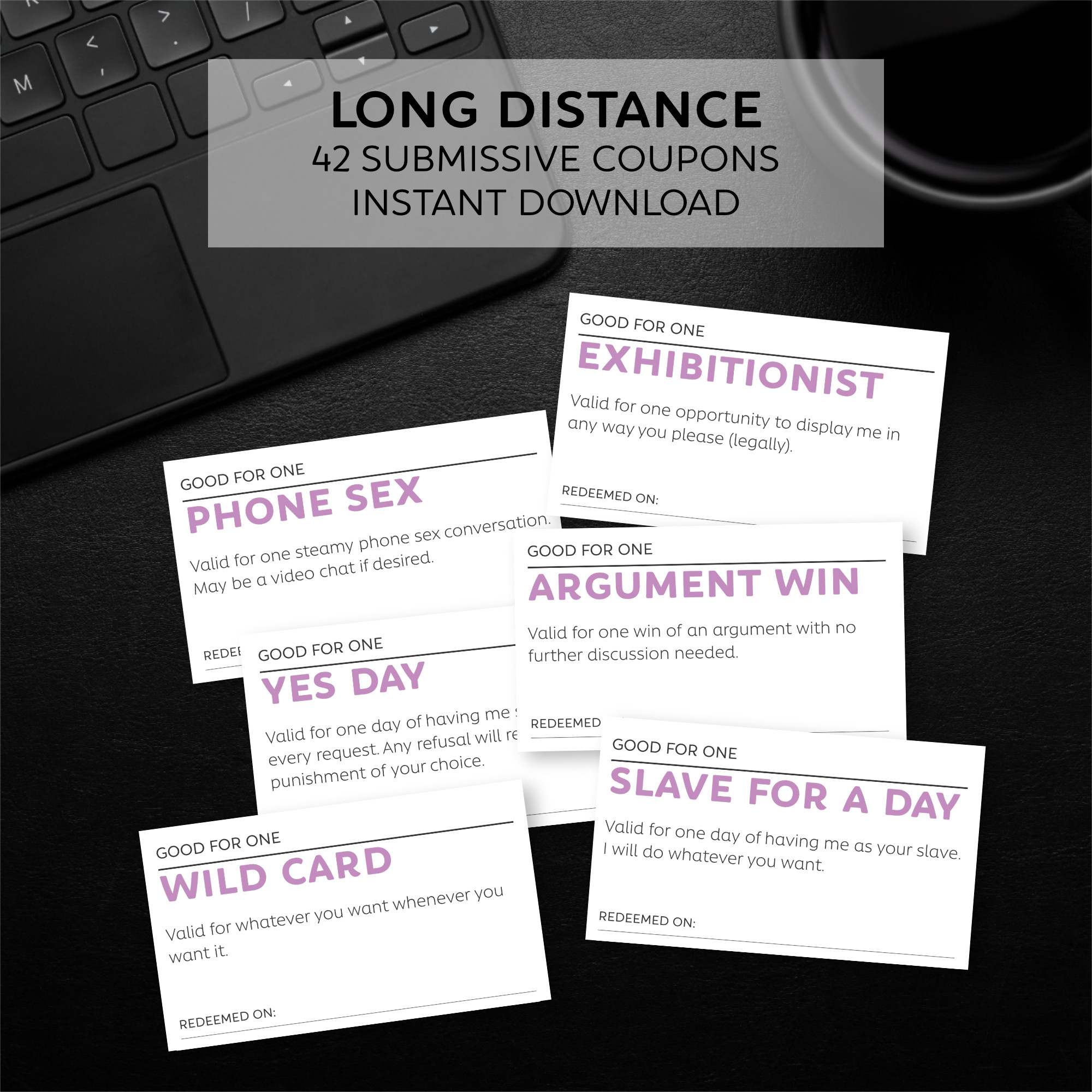 Long Distance Edition Submissive Coupon Book / Printable / Instant Download