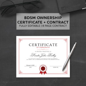 Editable BDSM Ownership Certificate + Contract / Printable / Instant Download
