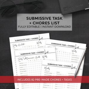 Editable Submissive Task and Chores Household, Service and Self Improvement List