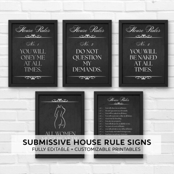 Fully Customizable Submissive House Rules Posters