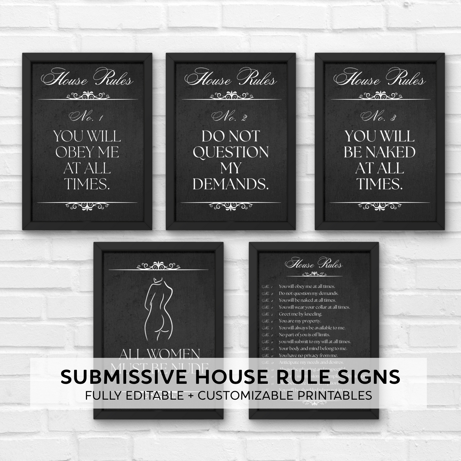 Fully Customizable Submissive House Rules Posters