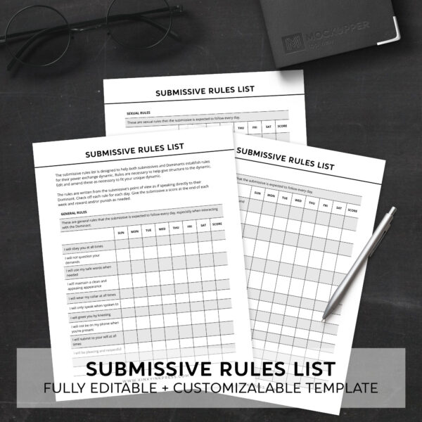 Fully Customizable Submissive Rules List