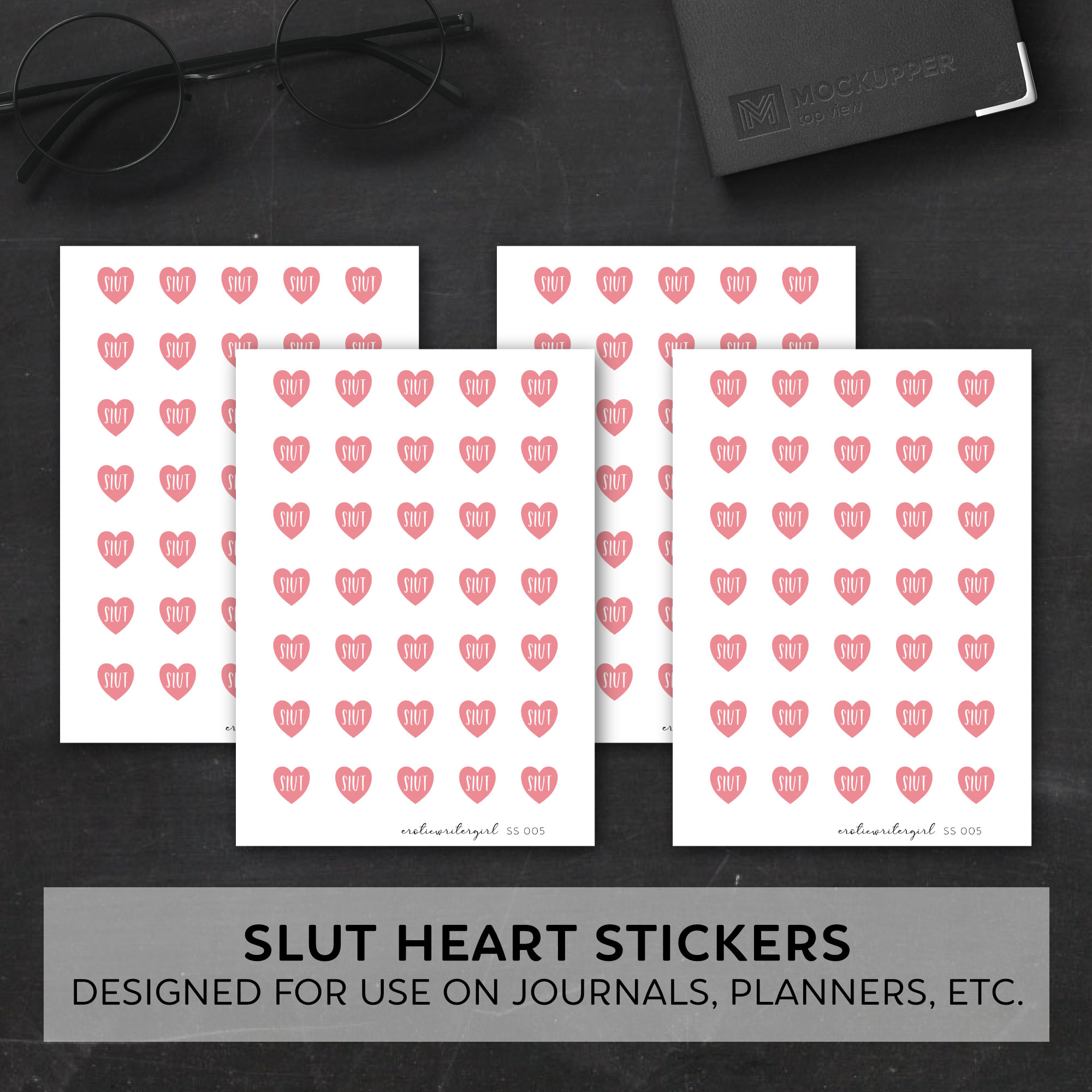 Slut Heart Stickers for the Submissive Planner